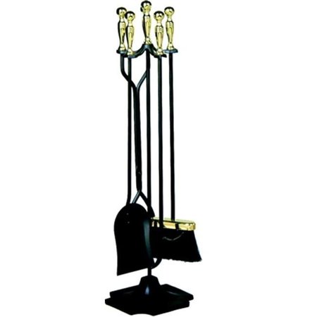 UNIFLAME Uniflame T51030PK 5 PC POLISHED BRASS & BLACK FIRESET (F-3189) T51030PK